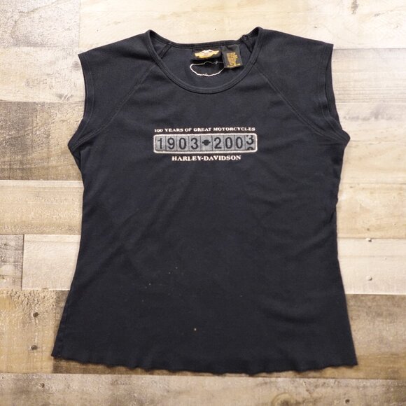 Harley-Davidson 100th Anniversary Sleeveless Tee Women’s XL Black Made in USA - Picture 1 of 10